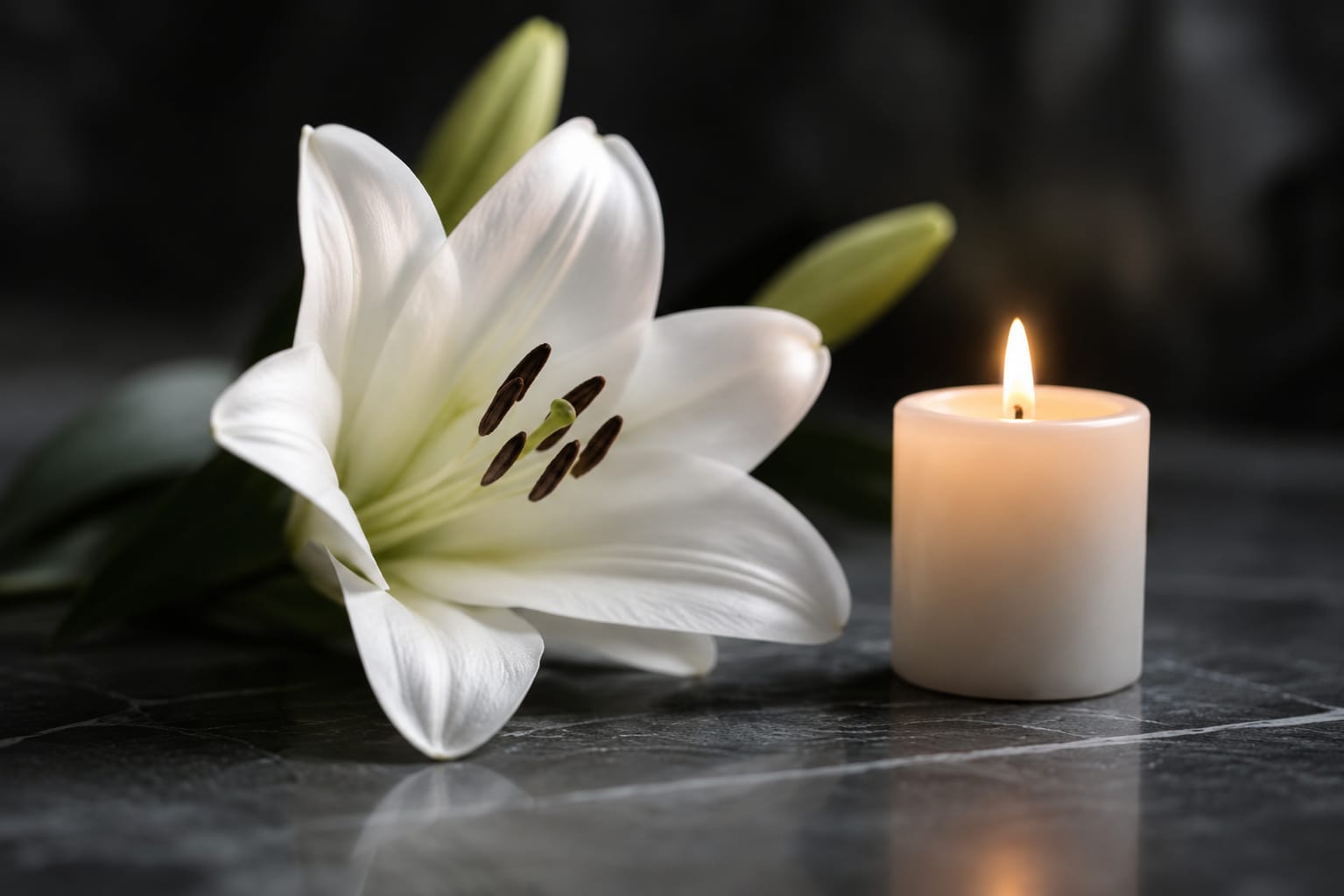 Funeral flower and candle arrangement